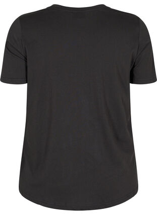Kortärmad t-shirt i bomull med print, Black, Packshot image number 1