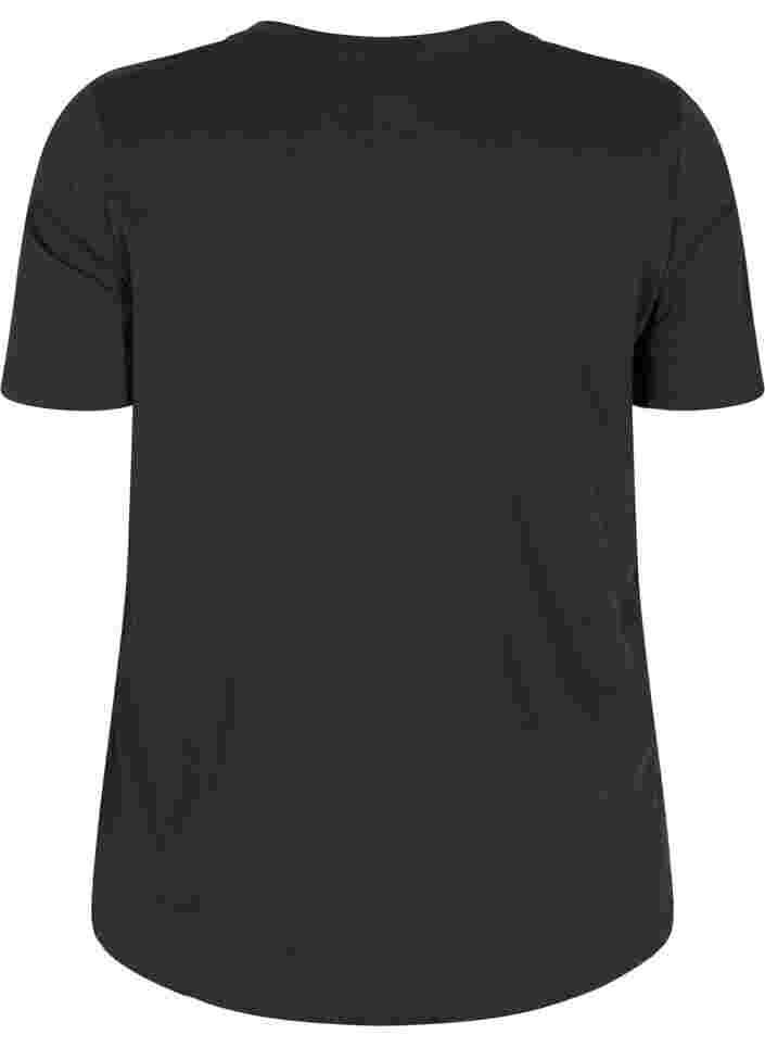 Kortärmad t-shirt i bomull med print, Black, Packshot image number 1