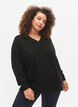 Melerad pullover med V-ringning, Dark Grey Melange, Model image number 0