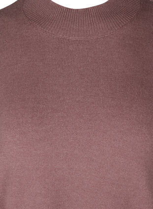 Stickad tröja med hög hals och ballongärmar, Rose Taupe Mel., Packshot image number 2