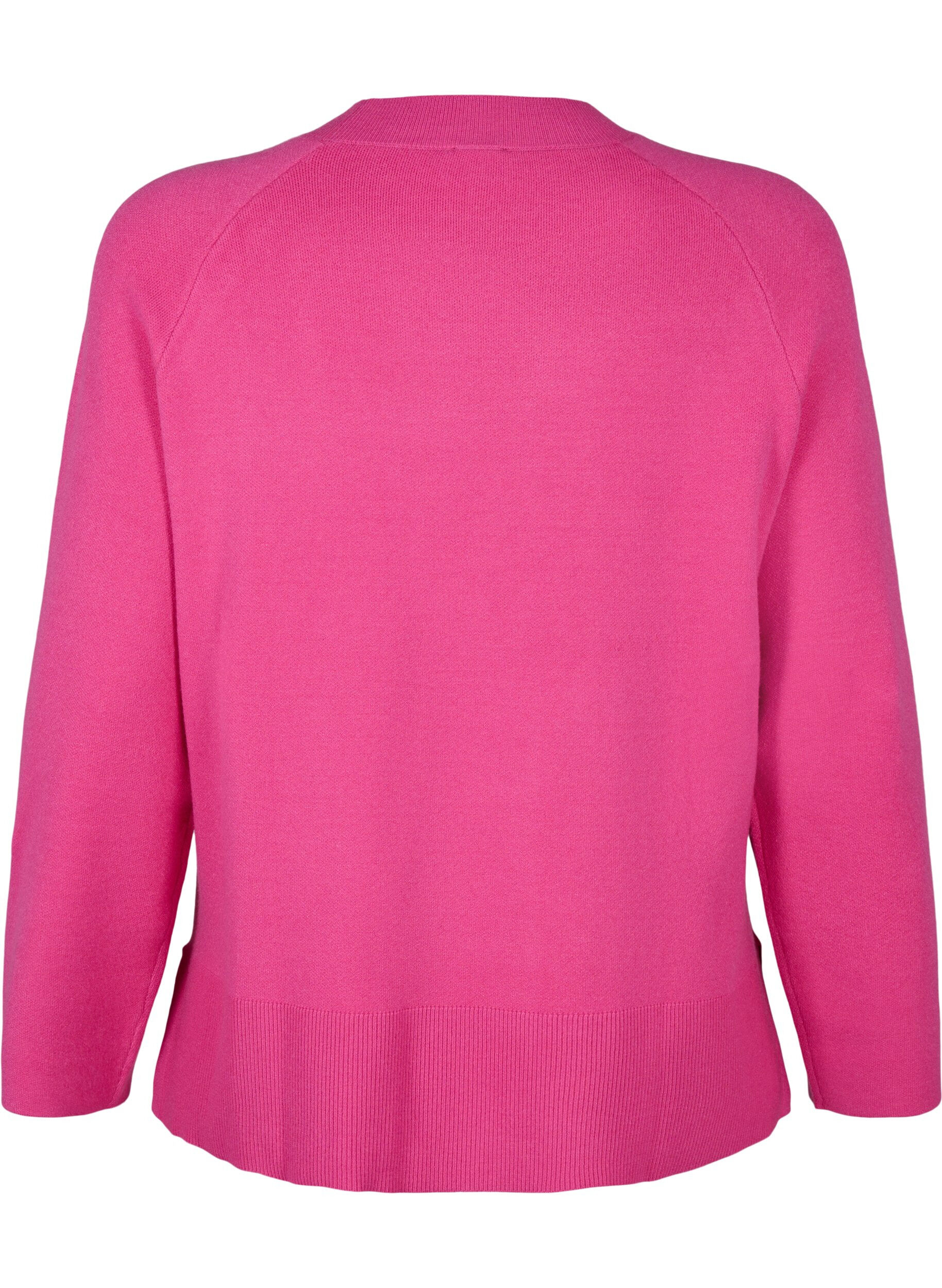 Zizzi Pullover i viskosblandning, med slits i sidan	, Raspberry Rose, Packshot image number 1