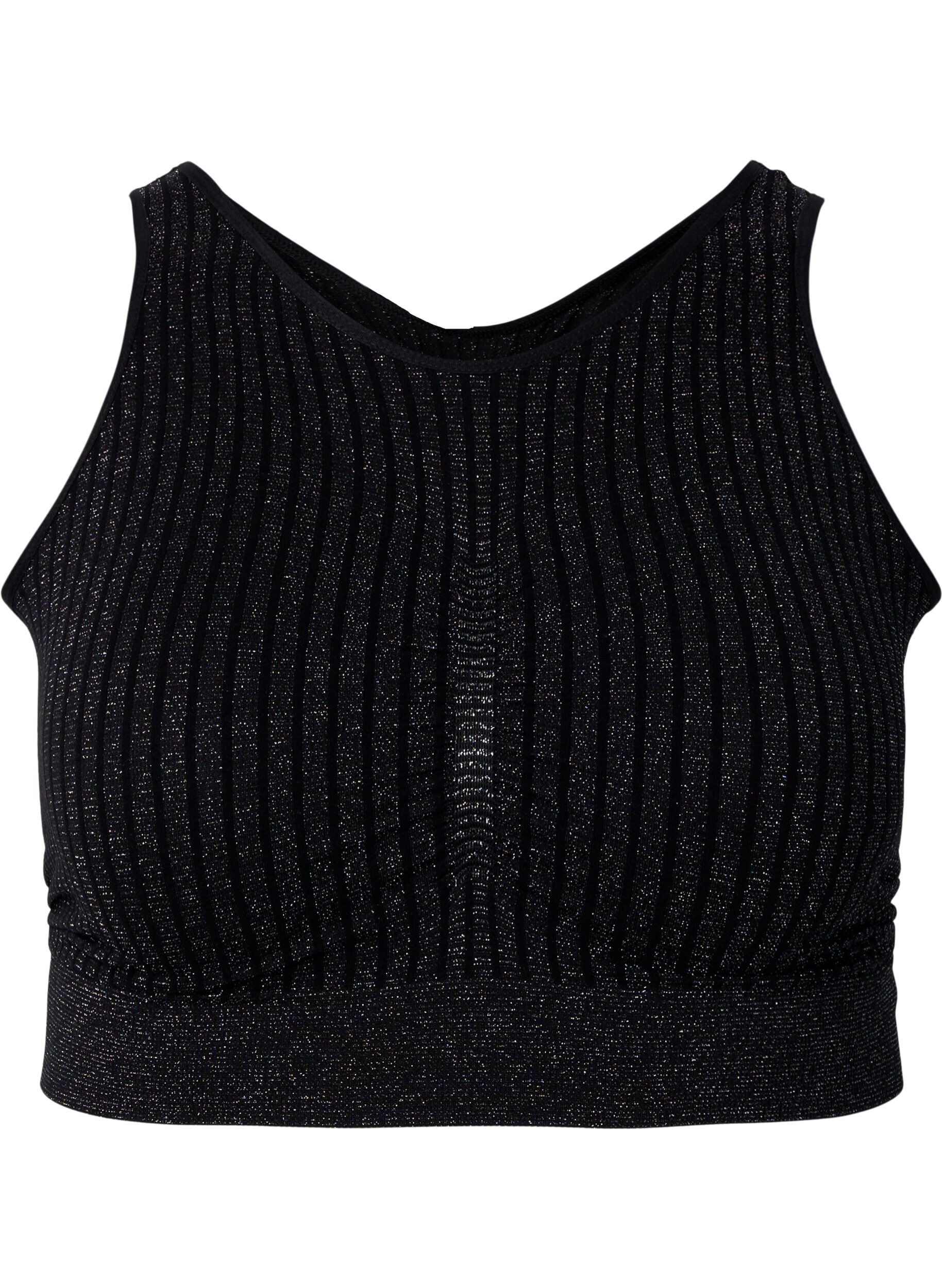 Zizzi Seamless bh med glitter, Black w. Lurex, Packshot image number 0