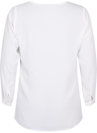V-ringad skjorta med långa ärmar, Bright White, Packshot image number 1