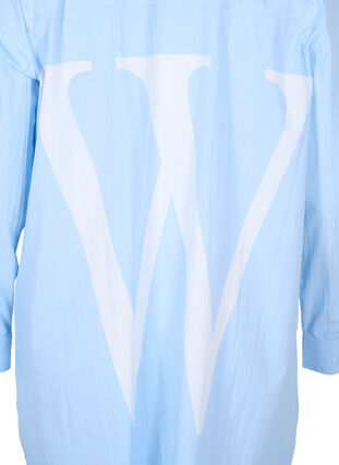 Lång bomullsskjorta med krage och knappar, Chambray Blue, Packshot image number 3