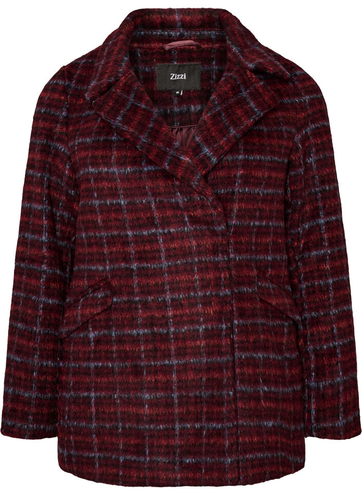 Rutig jacka med fickor, R&ouml;d, Packshot image number 0