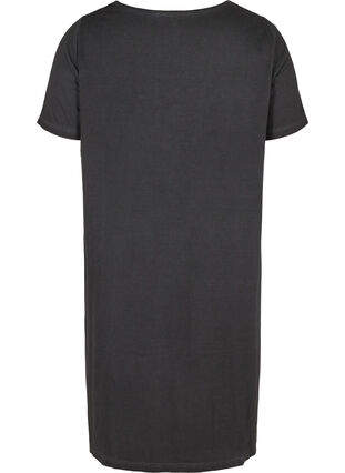 Klänning med spetsdetaljer och korta ärmar, Black Washed , Packshot image number 1