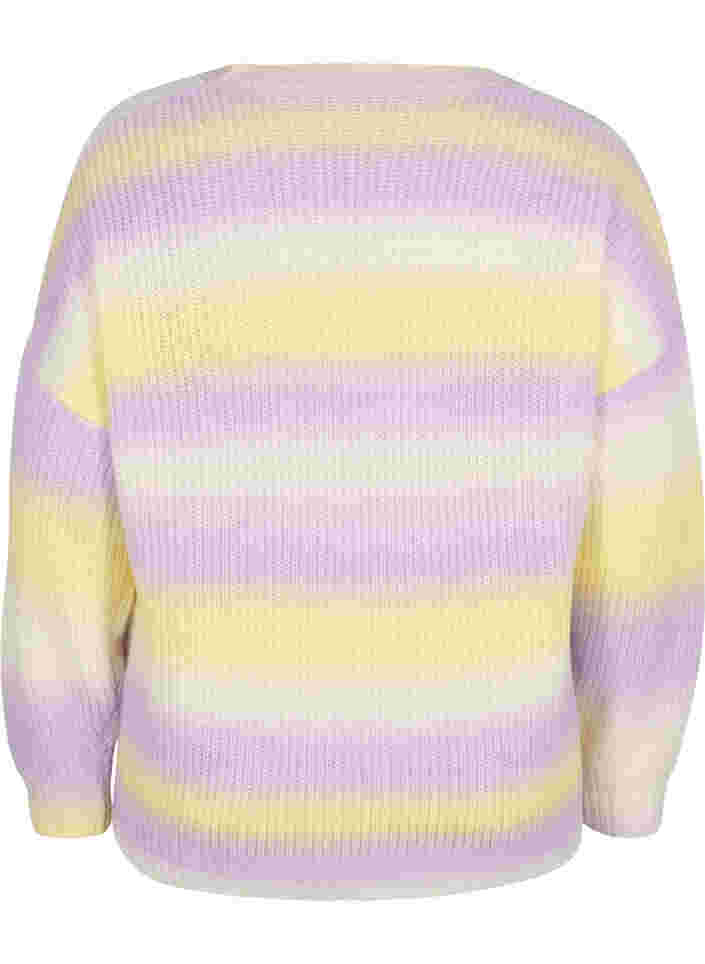 Randig tröja med v-ringning, Lavender Comb., Packshot image number 1