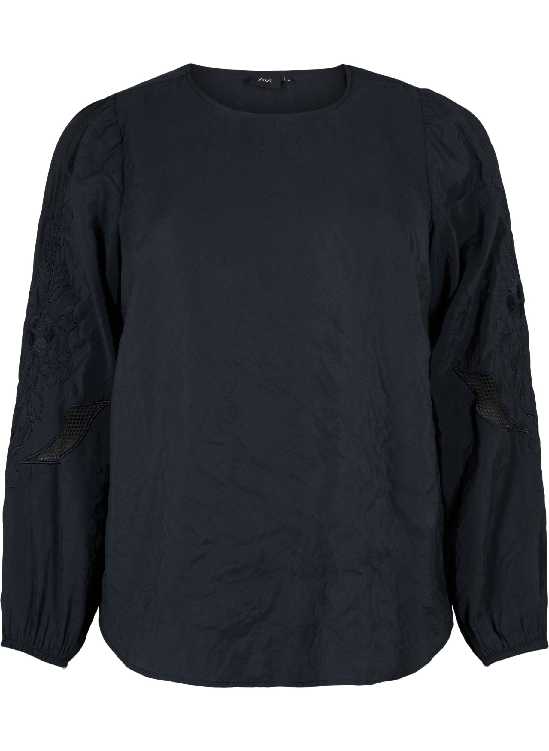 Zizzi Blus i TENCEL&trade; Modal med broderidetaljer, Black, Packshot image number 0