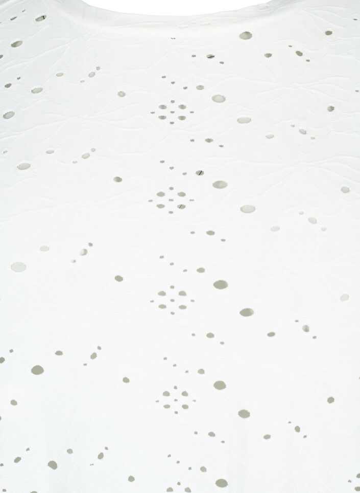 Långärmad blus med hålmönster, Bright White, Packshot image number 2