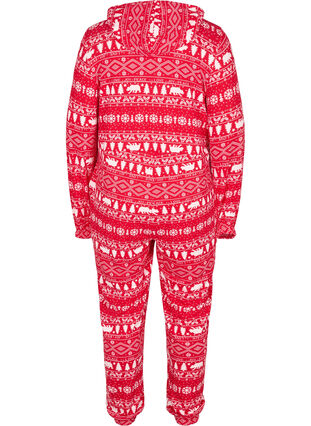 Jumpsuit med julmönster, huva och dragkedja, Christmas AOP, Packshot image number 1