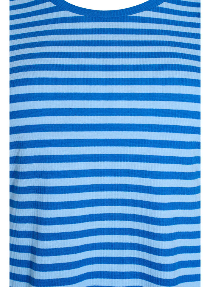 Randig t-shirt med ribbad struktur, Bl&aring;, Packshot image number 2