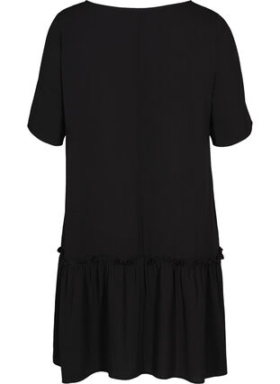Kort klänning med volangkant, Black, Packshot image number 1