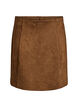 Kort a-linjeformad kjol i fuskmocka, Brun, Packshot image number 0