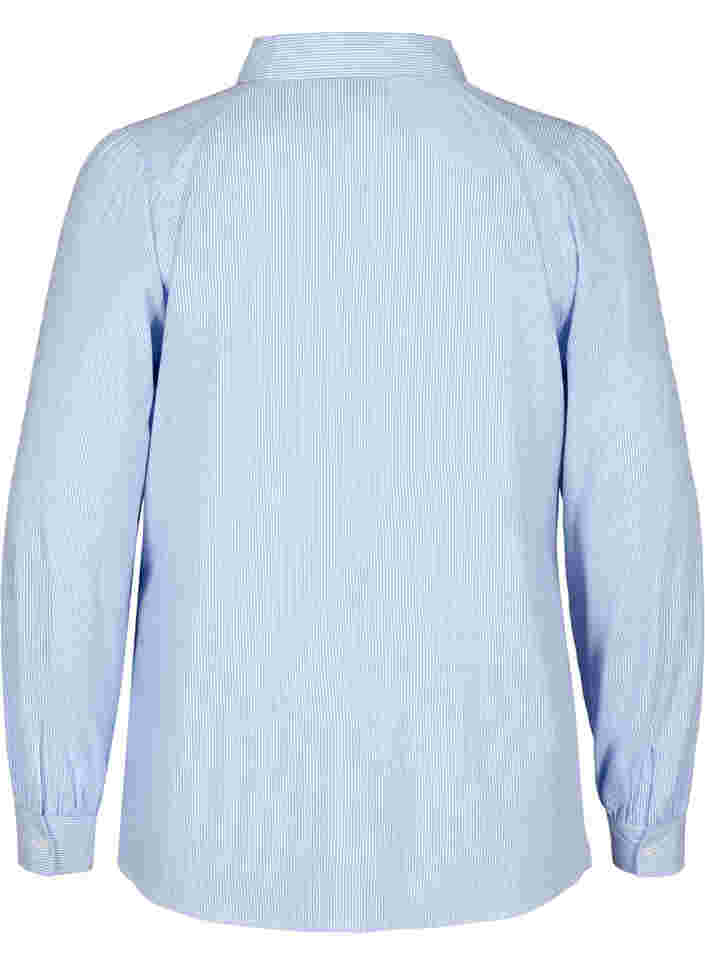 Randig skjorta i bomull, White/Blue stripe, Packshot image number 1