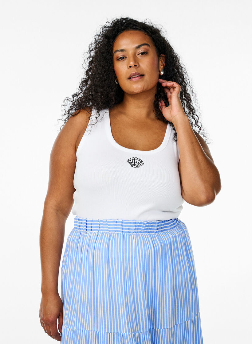 T&aring;tsittande topp med motiv, Vit, Model image number 0
