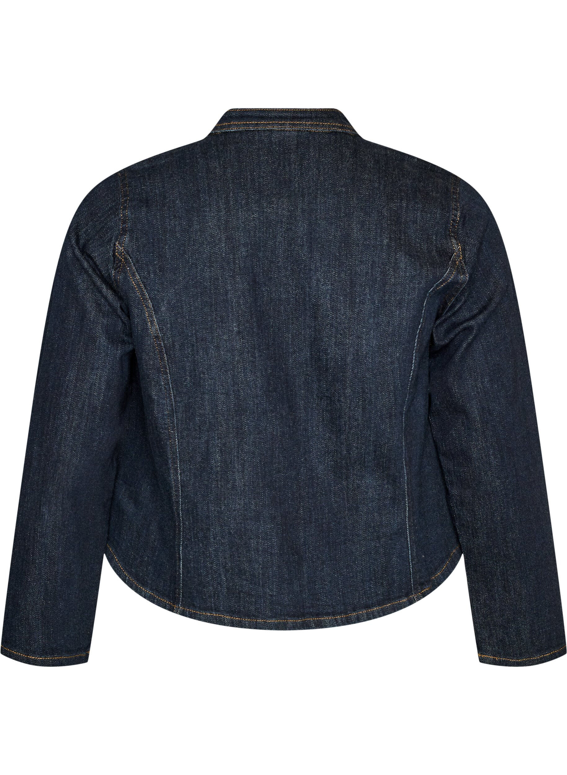 ZizziFigurn&auml;ra jacka i denim med dragkedja, Bl&aring;, Packshot image number 1