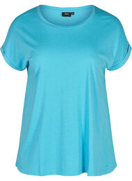 T-shirt i bomullsmix, RIVER BLUE Mel.