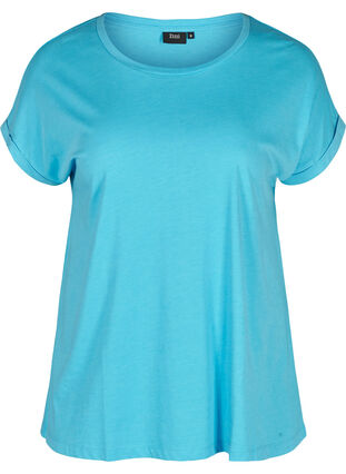 T-shirt i bomullsmix, RIVER BLUE Mel., Packshot image number 0