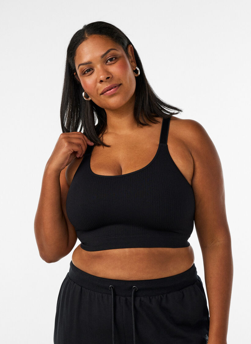 S&ouml;ml&ouml;s ribbad sport-BH, Svart, Model image number 0
