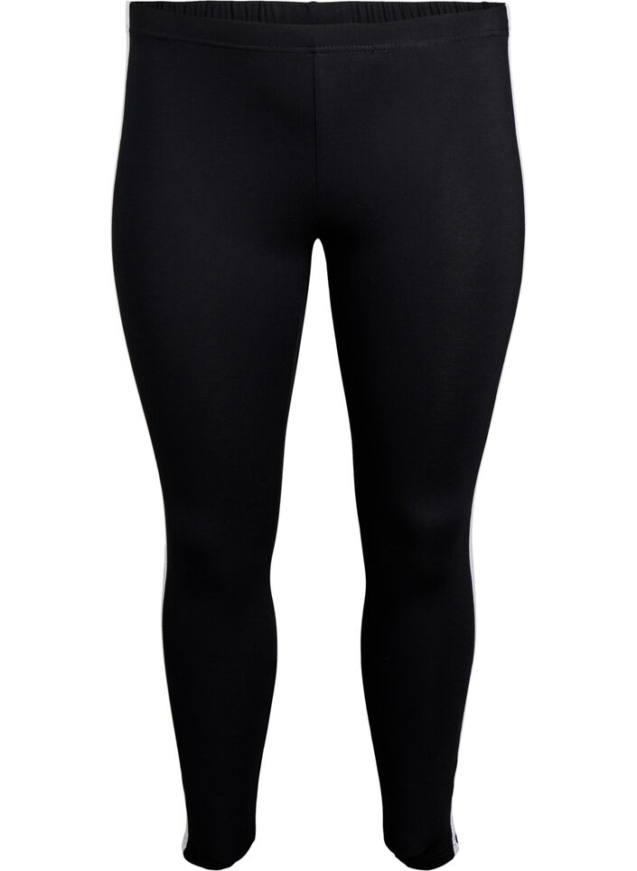Leggings i viskos med sidostrimmor, Black W. Stripe, Packshot image number 0