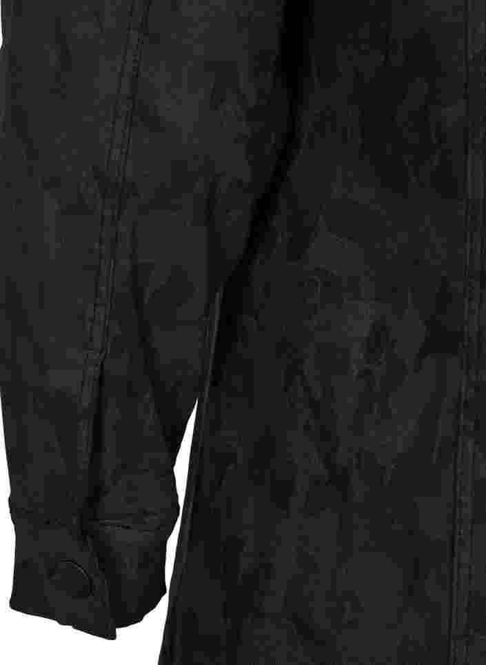 Mönstrad klänning med krage och knappar, Black, Packshot image number 3