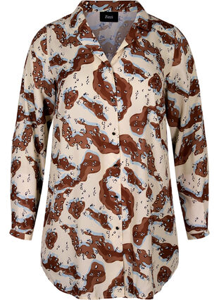 Mönstrad tunika med knappar, Camouflage AOP, Packshot image number 0