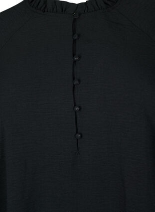 Blus med volanger och knappar, Black, Packshot image number 2