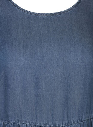 Kortärmad jeansklänning med veck, Medium Blue, Packshot image number 2