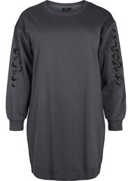 Sweatshirtklänning med broderade detaljer, Dark Grey