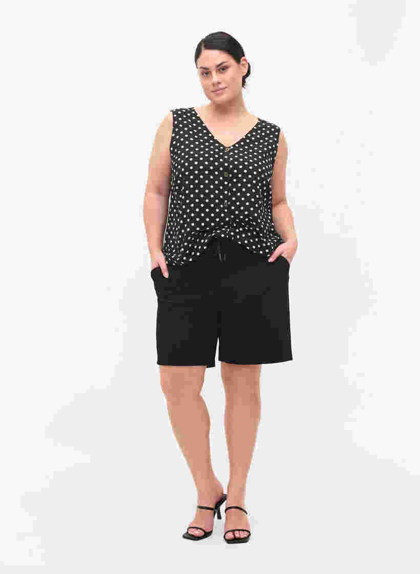 Lösa shorts med dragsko och fickor, Black, Model image number 2