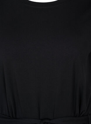 Kortärmad klänning med midjeband, Black, Packshot image number 2