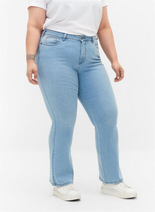 Ellen bootcut jeans med hög midja, Ex Lgt Blue, Model image number 2