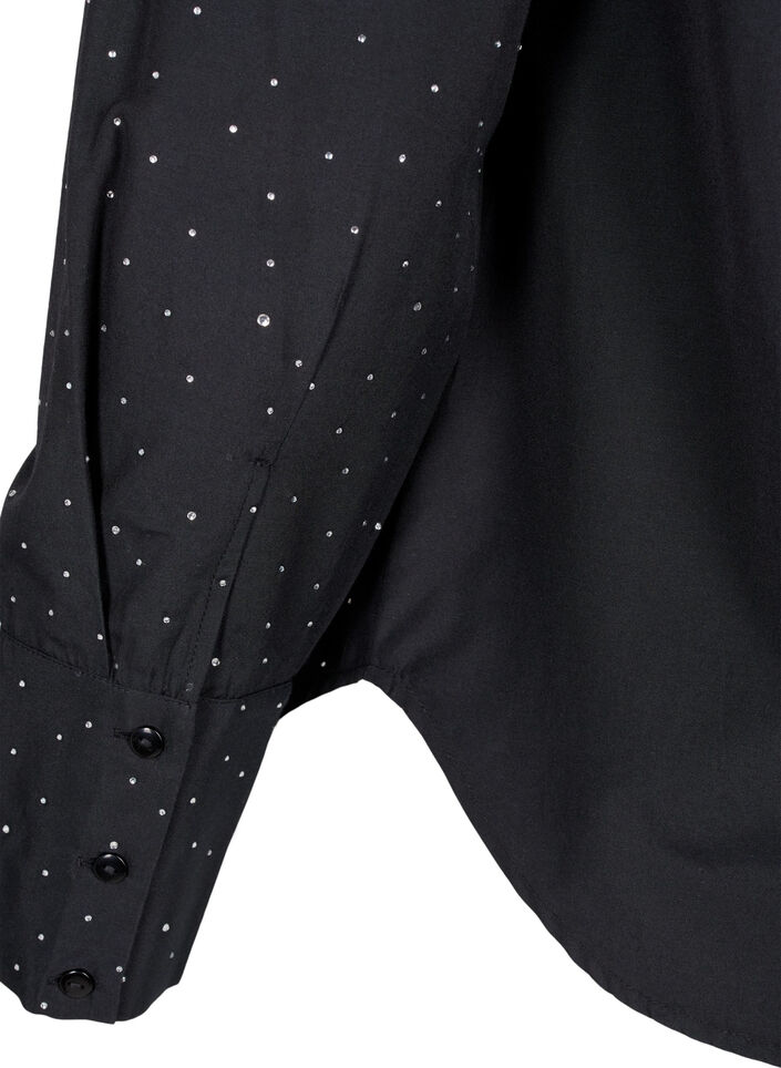 Skjorta med strass, Black, Packshot image number 3