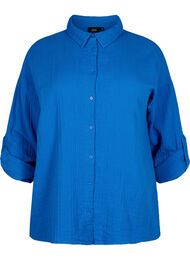 Skjorta med krage av bomullsmuslin, Victoria blue