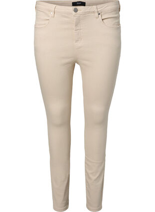 Amy jeans med supersmal passform och hög midja, Oatmeal, Packshot image number 0