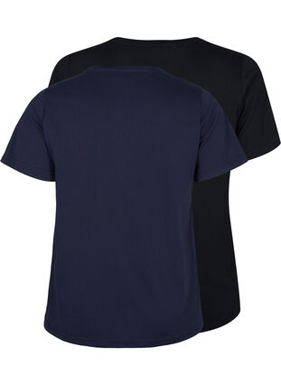 FLASH - 2-pack t-shirtar med rund hals, Navy Blazer/Black, Packshot image number 1