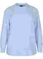 Melerad stickad tröja med pärlknappar, Light Blue Mel., Packshot