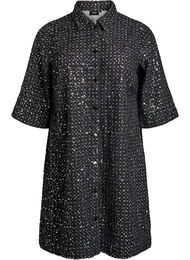 Kl&auml;nning i denim med paljetter och 3/4-&auml;rmar, Svart