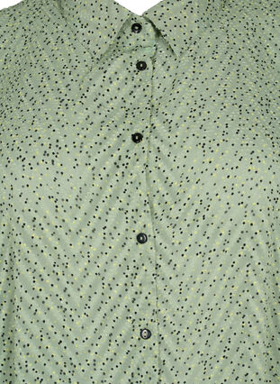 Prickig skjortklänning med 3/4 ärmar och slits, Seagrass Dot, Packshot image number 2