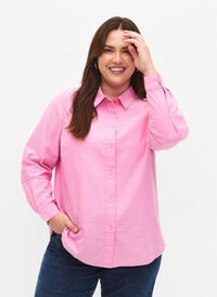 Långärmad bomullsskjorta, Pink Frosting, Model