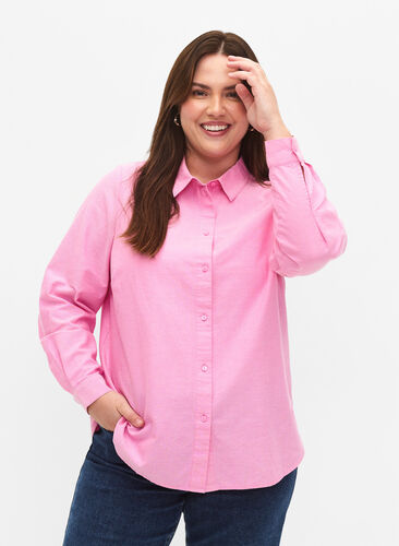 Långärmad bomullsskjorta, Pink Frosting, Model image number 0