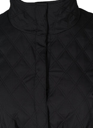Lång quiltad jacka med bälte, Black, Packshot image number 2