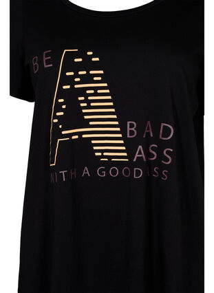 Sport t-shirt med tryck, Black w. Bad Ass, Packshot image number 2