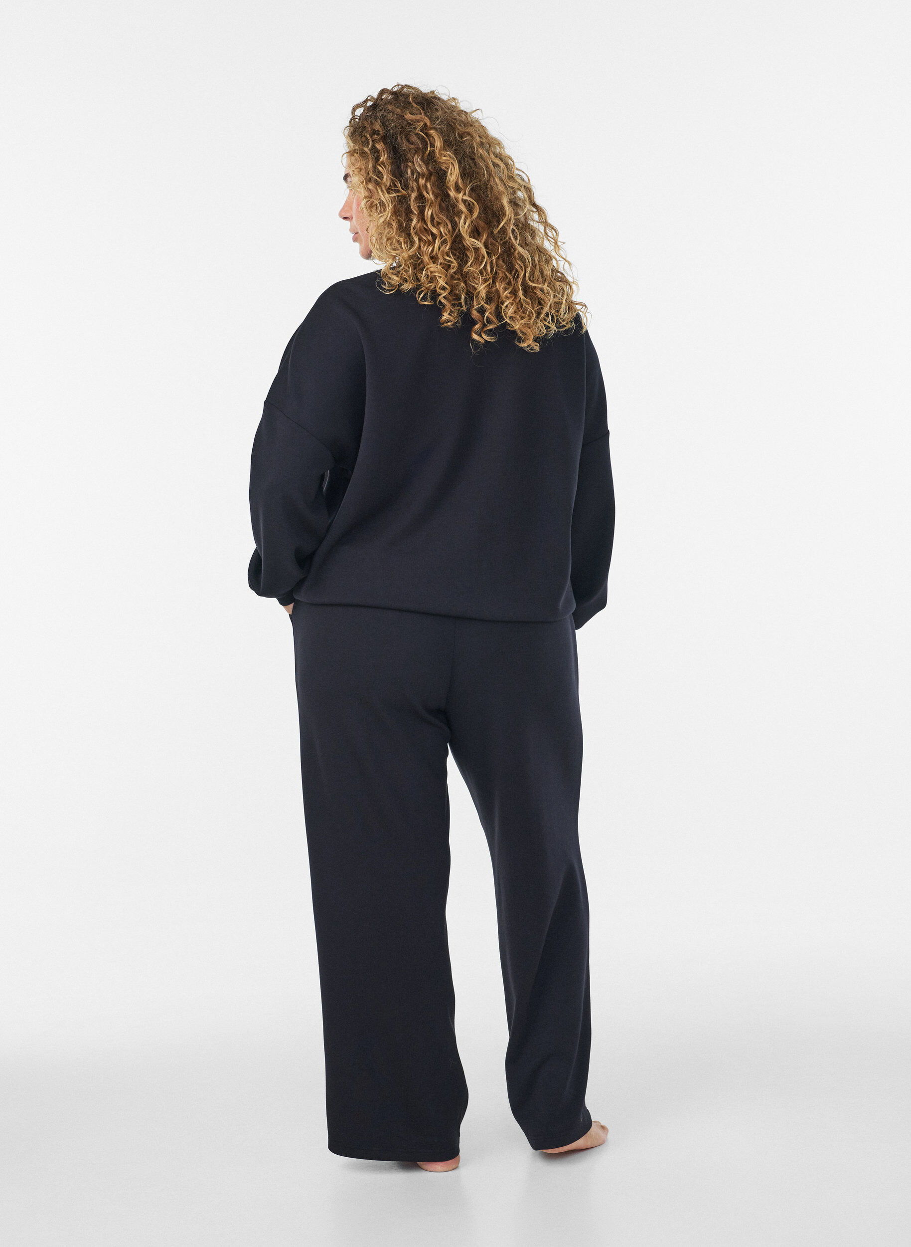 ZizziKofta i jersey med dragkedja och h&ouml;g krage, Svart, Model image number 2