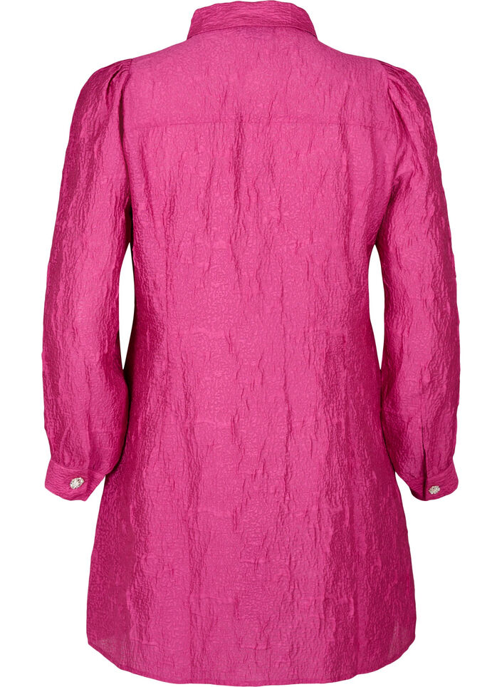 Skjortklänning med textur och pärlknappar, Cactus Flower, Packshot image number 1