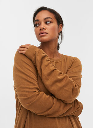 Sweatshirtklänning med fickor och draperade ärmar, Rubber, Model image number 2