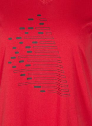 Tränings-t-shirt i bomull med tryck, Haute Red, Packshot image number 2
