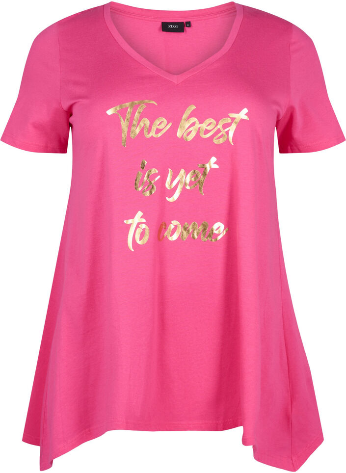 T-shirt i bomull med kort ärmar, Raspberry S. Best, Packshot image number 0