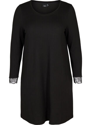 Klänning med långa ärmar, Black , Packshot image number 0