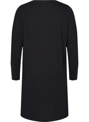 Långärmad klänning med v-ringad hals, Black, Packshot image number 1